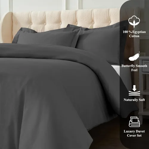 Vista 3 de Superior Juego de funda de edredón de algodón egipcio de 1200 hilos, funda de edredón suave, artículos esenciales de ropa de cama de lujo, cierre