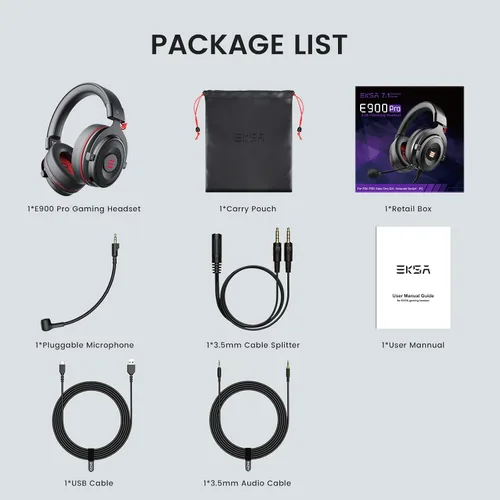 Vista 9 de EKSA Auriculares estéreo para juegos para PS4 PC Xbox One Controller cancelación de ruido sobre auriculares con micrófono luz LED graves alrededor
