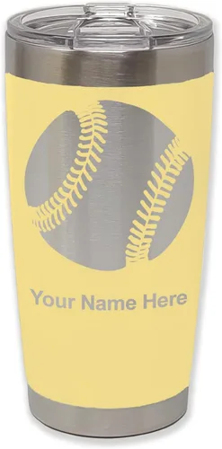 Vista 13 de LaserGram Vaso personalizado de 20 onzas, pelota de béisbol (verde camuflado)