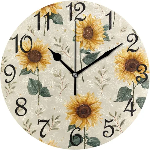 Vista 43 de Reloj de pared rústico retro con puerta de granero de madera, marrón, azul, funciona con pilas, silencioso, sin tictac, 10 pulgadas, reloj de mesa