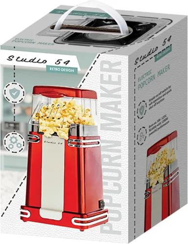 Vista 2 de Máquina eléctrica retro para hacer palomitas de maíz, máquina de palomitas de maíz sin aceite con capacidad de 8 tazas, máquina de palomitas de maíz