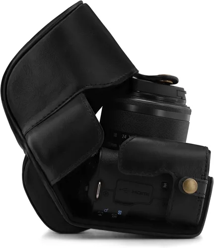 Vista 3 de MegaGear Canon EOS M50 - Funda de piel sintética para cámara, color negro