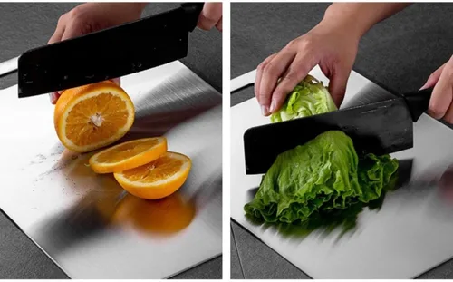 Vista 2 de 1 tabla de cortar de acero inoxidable para cocina, tabla de cortar frutas, tablas de cortar aptas para lavavajillas para cocina, tabla de cortar