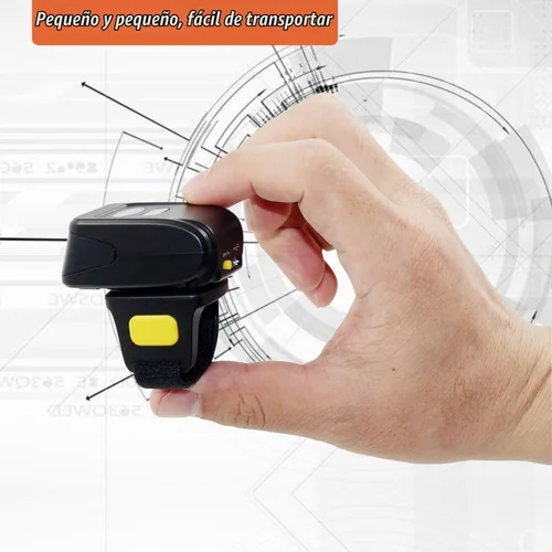 Vista 2 de Escáner de código de barras 1D 2D QR con anillo Bluetooth, mini lector de código de barras inalámbrico portátil compatible con Windows, Mac