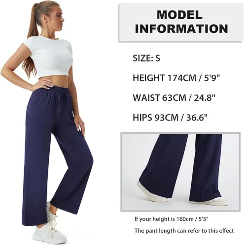 Vista 4 de keriffe Pijamas casuales para mujer, pantalones de yoga de pierna ancha, cintura alta, cordón ajustable, pantalones deportivos de entrenamiento