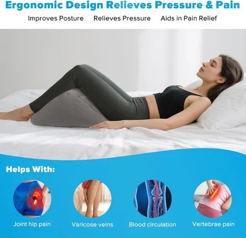 Vista 2 de USHMA Almohada inflable de cuña de rodilla para dormir de espalda, almohada debajo de la rodilla para dormir de espalda, cómoda almohada inflable