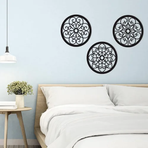 Vista 6 de Bnesi - 3 piezas redondas de madera para pared, decoración de pared redonda para pasillo Thickened 10x10 Inch Wooden Plaques, Comes With Mount