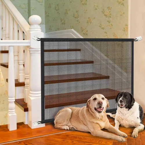 Vista 6 de Puerta para perros para escaleras Puertas para mascotas para la casa: Puerta para perros de interior Puerta de malla de pantalla para perros