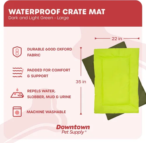 Vista 2 de Downtown Pet Supply Almohadilla para jaula para perro, 35 x 22 pulgadas, impermeable, de nailon Ripstop, a prueba de mordidas y lavable a máquina