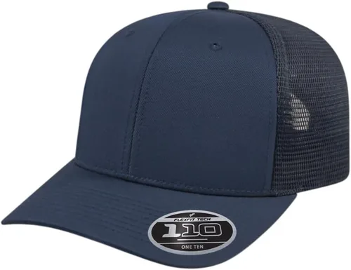 Vista 60 de Cap America i8502 Flexfit 110 Premium - Gorra de camionero de perfil medio con 6 paneles de malla trasera con protección UV y cierre ajustable