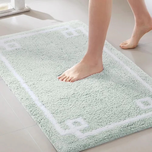 Vista 13 de Madison Park Evan Alfombra de Baño 100% Algodón con Respaldo Antideslizante - Tapete de Baño de Felpa Copetuda Lujoso, Absorbente, Secado Rápido