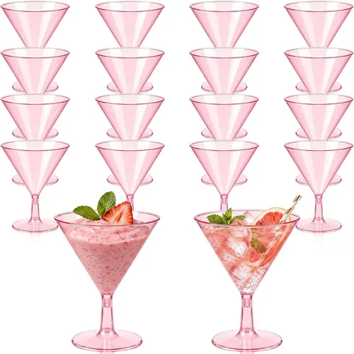 Vista 15 de Yinkin 12 Piezas Vasos de Martini de Plástico de 2 oz Desechables Transparentes para Cóctel Postre Parfait Vasos Irrompibles Mini Copas de Martini