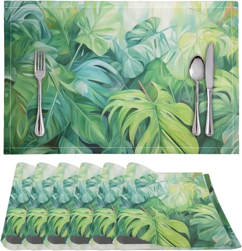 Vista 80 de Juego de 4 manteles individuales reutilizables, antideslizantes, a prueba de aceite, de vinilo, resistentes al calor, para el hogar, comedor