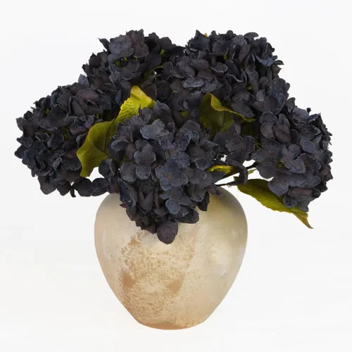 Vista 12 de TOPIA Flores de otoño de seda, hortensias secas artificiales, ramo de otoño, flores secas falsas para decoración del hogar (6 unidades)