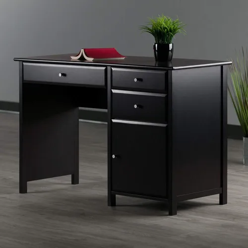 Vista 3 de Winsome, Delta, escritorio para oficina y computadora, Madera, Negro