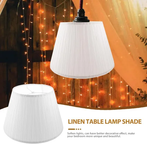 Vista 2 de PRETYZOOM Pantallas plisadas medianas para lámpara de mesa, lámpara de pared, luces de pie, cubierta de lámpara de lino blanco, pantalla de repuesto