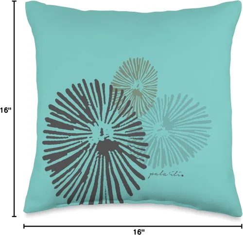 Vista 4 de Opihi Teal - Pala'ili Almohada de tiro 16x16, multicolor