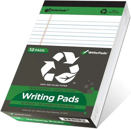 Vista 12 de KAISA Blocs de notas de tamaño legal amarillos 12blocs, hojas en papel reciclado de 5 x 8 pulgadas, con líneas estrechas, papel rayado pequeño