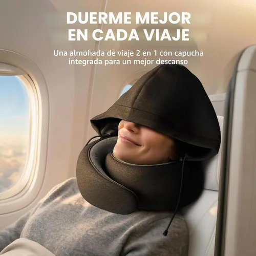 Vista 2 de Dot&Dot Almohada de viaje de espuma viscoelástica para aviones - Almohada de viaje para dormir - Almohada de avión para soporte cervical - Almohada