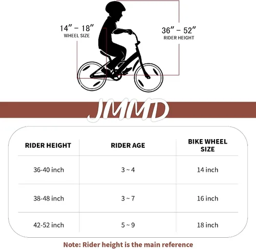Vista 6 de JMMD Bicicleta infantil para niños y niñas de 4 a 12 años, de 14, 16 y 18 pulgadas, con ruedas de entrenamiento y soporte, bicicleta para niños