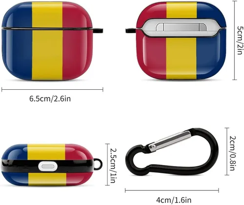 Vista 2 de Funda protectora con Bluetooth de cuerpo completo de la bandera rumana para AirPods 3, funda con llavero impreso completo