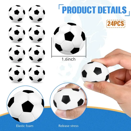 Vista 3 de Juego de 48 piezas de suministros de fiesta de fútbol, 24 pulseras inspiradoras de fútbol, 24 mini bolas de espuma antiestrés para deportes, fiesta