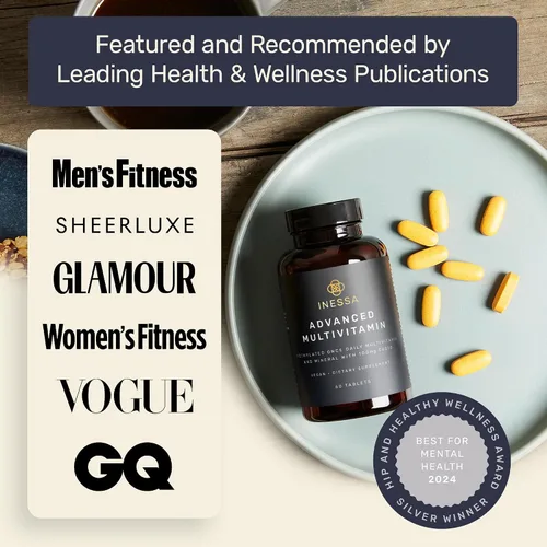Vista 4 de Inessa Multivitamínico metilado para hombres y mujeres, multivitaminas diarias naturales avanzadas para hombre con CoQ10 100 mg, vitaminas D3, K2