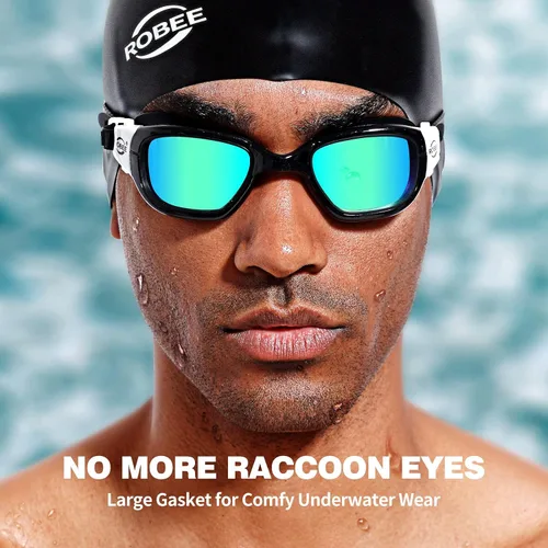 Vista 7 de Robee Gafas de natación, gafas de natación polarizadas para adultos, para hombres, mujeres y jóvenes, gafas de piscina de agua
