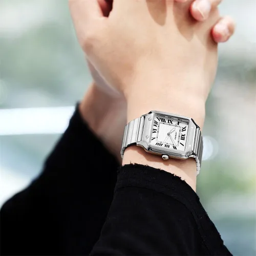 Vista 2 de Relojes cuadrados clásicos para hombre con números romanos reloj casual