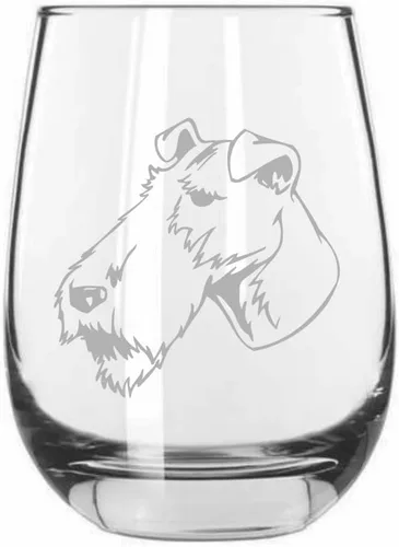 Vista 377 de Shar Pei (chino) - Vaso de vino sin tallo grabado para perro, 15.25 onzas