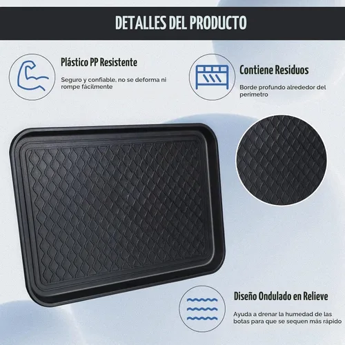 Vista 3 de Bandeja impermeable para botas de mascotas, 6 unidades, 24 x 16 x 1.2 pulgadas, color negro