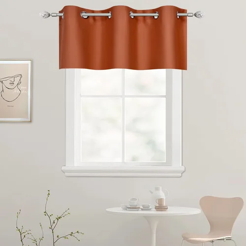 Vista 43 de DECOVSUN Cenefa de cortina opaca amarilla brillante para ventanas de cocina, cenefa opaca con ojales para dormitorio, cenefa corta y recta para sala