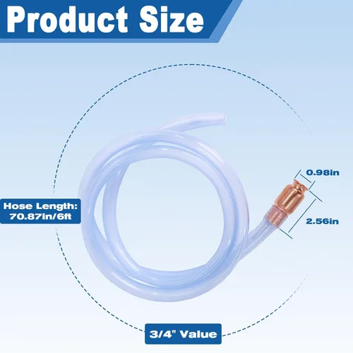 Vista 2 de Manguera de sifón de gas de 3/4 pulgadas, sifón agitador para transferencia de gasolina/combustible/agua, manguera autocebante de seguridad de 6 pies