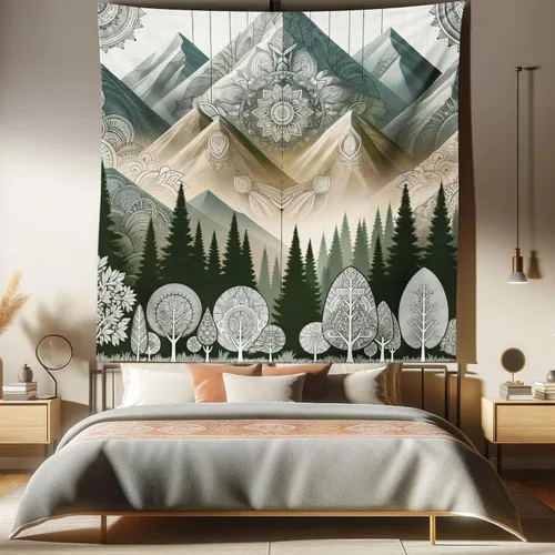 Vista 94 de Ambesonne Tapiz bohemio, diseño floral de bruja, luna y mariposa con adornos de mandala, decoración de tela para colgar en la pared para dormitorio