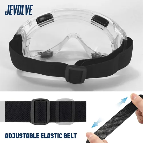 Vista 5 de Gafas de seguridad protectoras antivaho con lente transparente Visión amplia con diadema elástica ajustable perfecta para senderismo, surf, gafas