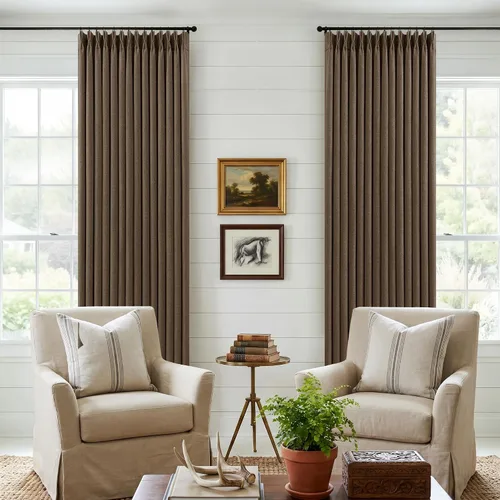 Vista 125 de Juego de 2 paneles de cortinas plisadas negras de 80 pulgadas para sala de estar, cortinas plisadas de lino con forro de 80 pulgadas de largo, 100%