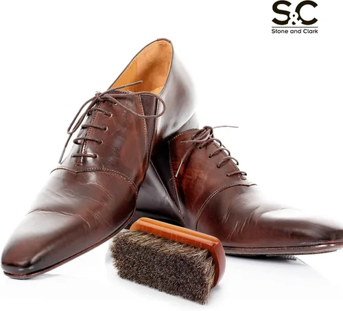 Vista 8 de Mini cepillo de zapatos de 4 pulgadas, cepillo portátil de pelo de caballo con mango de madera natural, cepillo de cerdas suaves para limpiar, pulir