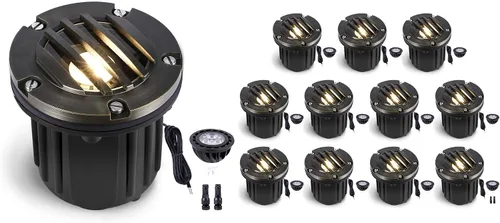 Vista 21 de Gardenreet Luz de pozo de latón - Iluminación de paisaje impermeable para exteriores de 12V LED enterrada, lámpara de bajo voltaje con bombilla