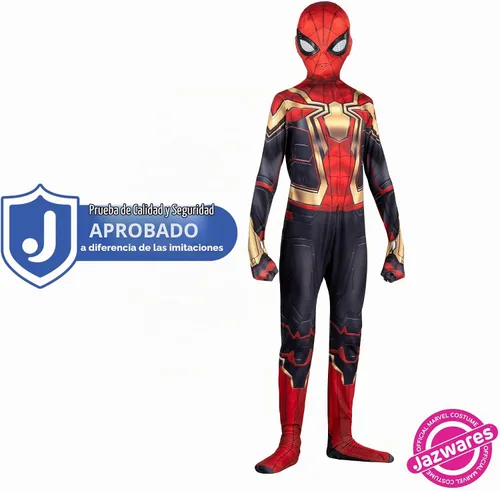 Vista 2 de MARVEL Integrated Spider-Man Official Youth Deluxe Zentai Costume - Stretch Spandex with Hidden Zippers and Wrist Slits