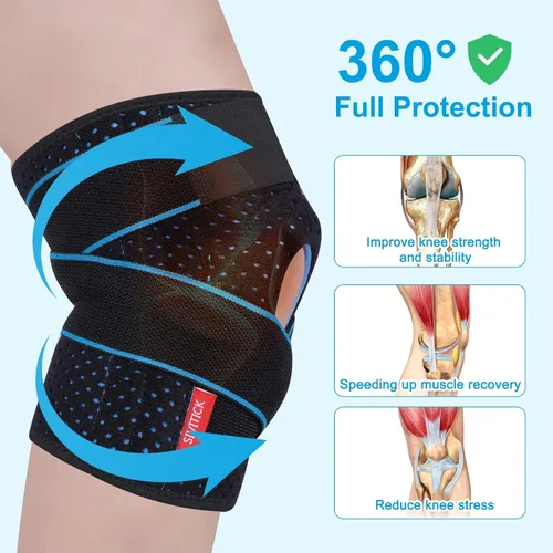 Vista 6 de Rodillera para mujeres y hombres, talla grande, con estabilizadores laterales y almohadilla de gel para rótula para aliviar el dolor de rodilla