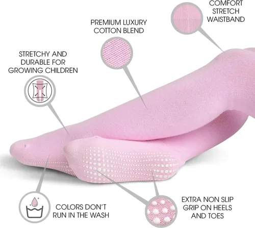Vista 6 de LA ACTIVE Baby Girls Tights - Cozy Warm Cotton Cable Knit Winter Tights - Non-Skid Grip - Toddler Infant Newborn Kids