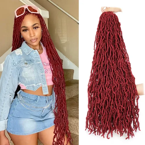 Vista 9 de Leeven Nuevas Trenzas de Ganchillo de Cabello con Locs Falsos Suaves de 24 Pulgadas de Largo Locs de Diosa Desgastados 6 Paquetes Negro Natural