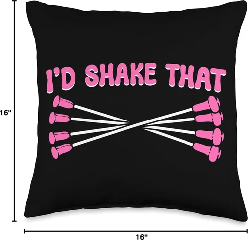 Vista 4 de Majorette & Baton Twirler Shirts & Merch I'd Shake That. Majorette Twirler Baton - Almohada giratoria, 16 x 16 pulgadas, multicolor