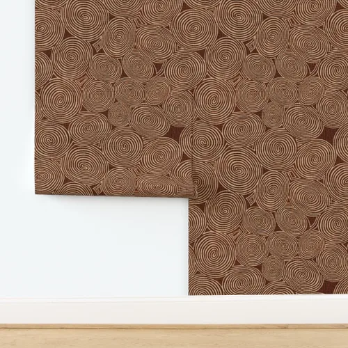 Vista 4 de Peel & Stick Wallpaper Swatch - Spirals Circle Brown Ivory White Cream Mudcloth Dot Tribal Minimal African Midcentury Modern Mod Custom Removable
