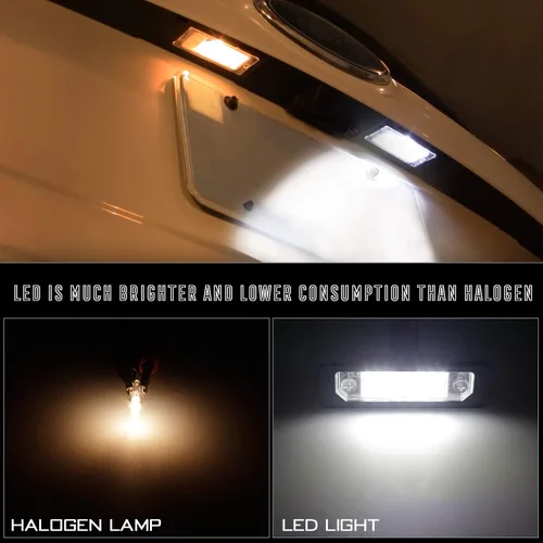 Vista 3 de Lámparas LED para placa de matrícula compatibles con Ford Flex 2009 a 2019, Focus 2008 a 2011, Fusion 2006 a 2012, 6000K Blanco - Paquete de 2