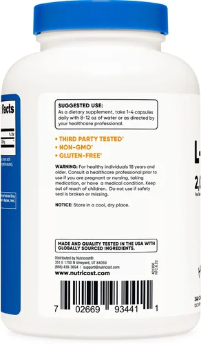 Vista 3 de Nutricost L-isoleucina 2000mg por porción, 240 cápsulas por botella (2 botellas)