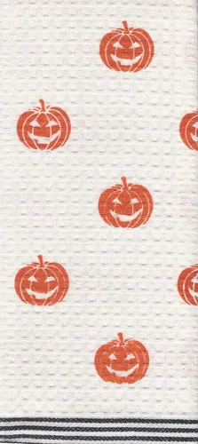Vista 5 de Juego de toallas de cocina de Halloween, toallas de mano con lazo para colgar, diseño de calaveras con tema de calabaza, decoración del hogar