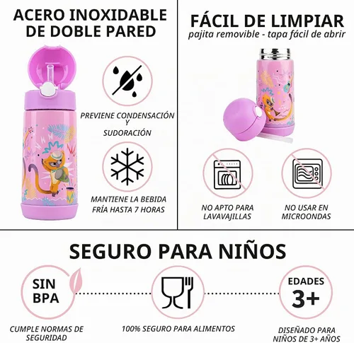 Vista 4 de Franco Botella de agua de acero inoxidable con aislamiento de doble pared para niños, 12 onzas, Sony Vivo