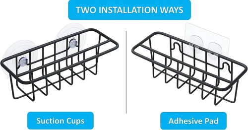 Vista 4 de TESOT Organizador de fregadero con soporte para esponja para fregadero de cocina, colgador para paños de cocina 2 opciones de suspensión