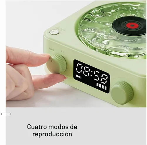 Vista 4 de Zunate Waves - Altavoz Bluetooth, tocadiscos vintage con luz ambiental, auxiliar portátil inalámbrico retro para dormir, luz LED recargable